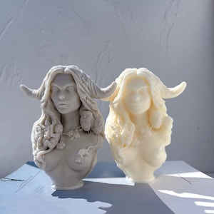 Lady Statue Candle Mold, Goddess Bust Silicone Molds, Greek Art Woman Sculpture Wax Mold