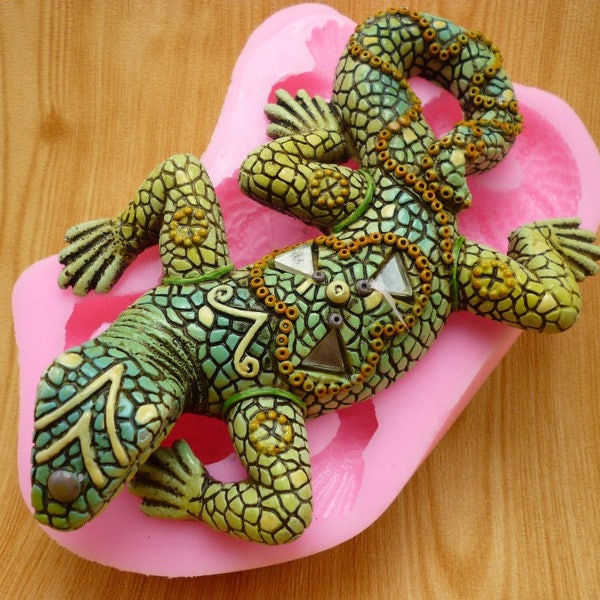 3D Lizard silicone mold, fondant cake, chocolate, candy, soap, wax-like mold, baking kitchen