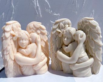 Mother With Baby Statue Silicone Mold Angel and Child Sculpture Soy Wax Candle Mould Greek Figurine Home Decor