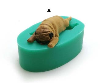 3D Bulldog Silicone Mold: Cake Decorating, Chocolate, Polymer Clay