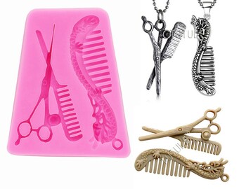 Scissors and Comb Silicone Mold - Keychain, Metal, Jewellery Making, Charm, Fondant, Polymer Clay, Resin by MsDIYSupplies