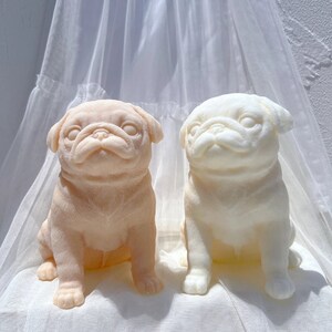 Sitting Pug Dog Candle Mold Animal Puppy Soy Wax Silicone Mould Casting