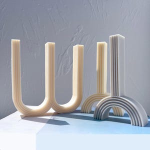 Two Designs U and Y Pillar Candle Mold, Geometric Silicone Mould, Sculptural Abstract Decorative Soy Wax Mold