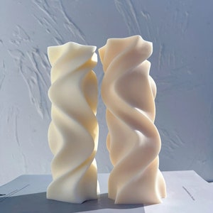 Swirl Pillar Candle Silicone Molds, Irregular Geometric Sculptured Mould, Twirl Pillar Wax Art Decorative Candles Mold