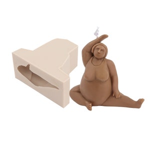 Moule 3D en silicone pour yoga : figurine dodue pour bougie, savon, résine
