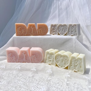 Molde de vela de Papá y Mamá con letras de cera de soja, molde de silicona, regalo del Día del Padre, Día de la Madre, decoración del hogar