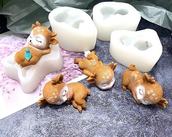 Sika Deer Epoxy Silicone Mold, 3D Deer Aroma Gypsum Plaster Silicone Mould, Candle Molds, Chocolate Mold, Resin Mold Casting