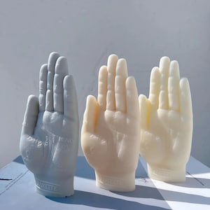 Palmistry Hand Sculpture Candle Mold, Ancient Palm hands statue Silicone Molds With Symbols