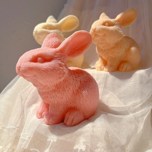 Cute Bunny Candle Molds, Aesthetic Rabbit Silicone Mold, Home Decor Animal Wax Mould