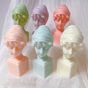 Roman Little Girl Bust Statues Candle Mold, Sculpture Figurine Head Silicone Mould, Greek Mythology Artists Home Decor Silicone Mold