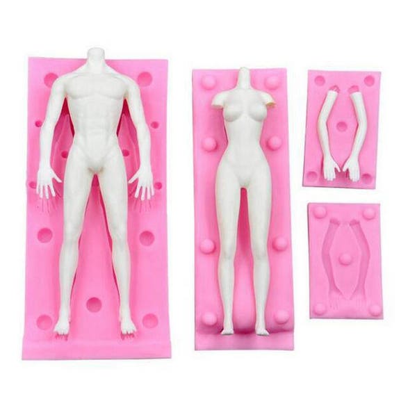 Doll Body Shaped Silicone Mold 3D Fondant Tool Handmade DIY Chocolate Baking Decorating Clay Mould