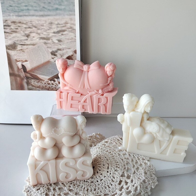Heart Kiss Mold DIY Valentine's Day Scented Candles Gypsum Etsy