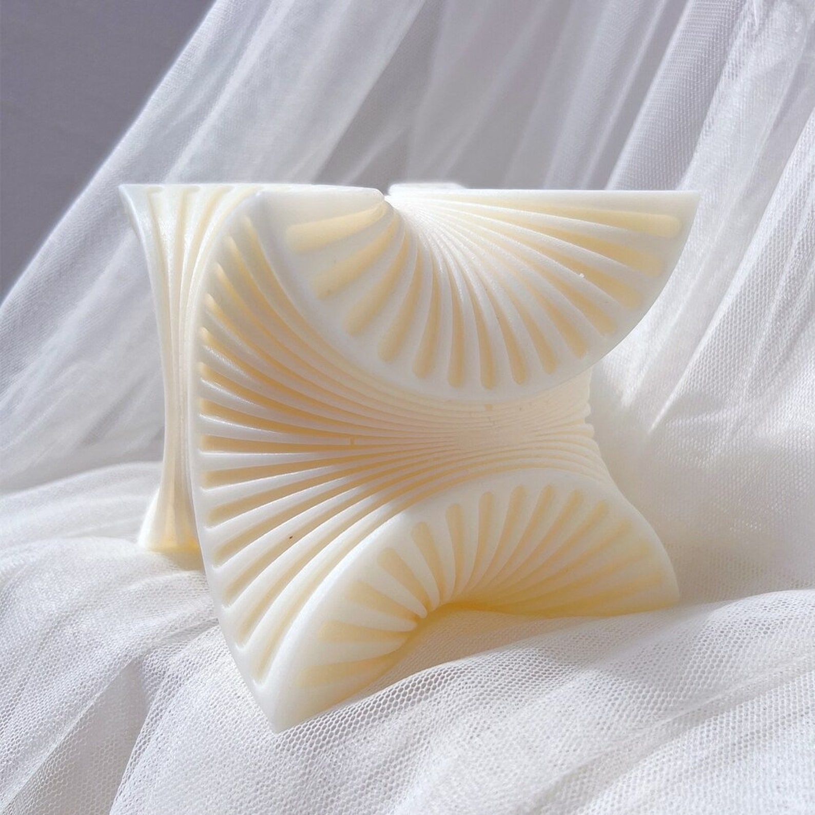 3D Square Ribbed Cube Candle Mold Geometric Spiral Twirl Etsy