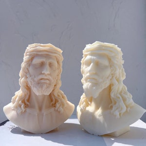 Jesus Statue Silicone Mold Unique Bust Sculpture Soy Wax Candle Mould Greek Mythology Home Decor image 3