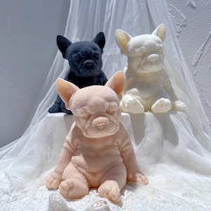 LARGE Sitting Sleeping French Bulldog Puppy Candle Mold Animal Puppies Soy Wax Silicone Mould Casting