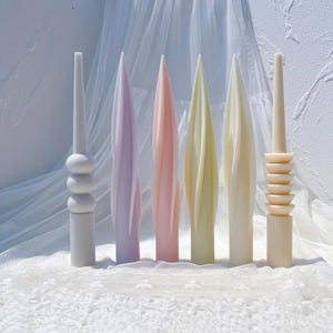 24cmTall Taper Candle Mold, Pillar Swirl Spiral Dinner Candle Silicone Molds, Roman Column Cylindrical Twirl Soy Wax Mould