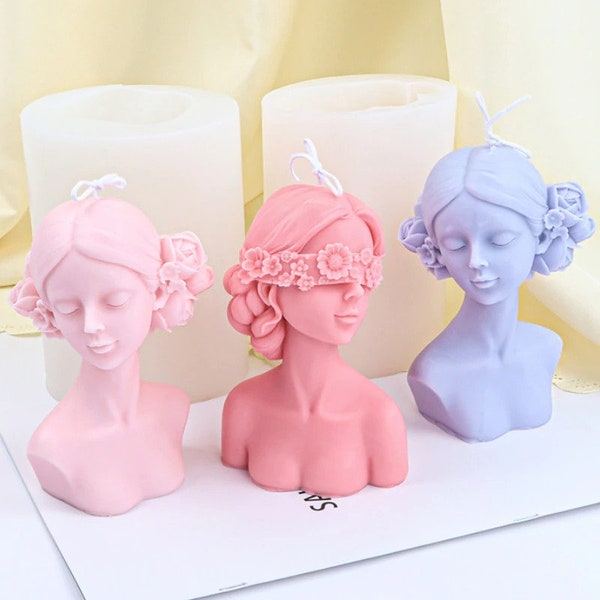 Girl Portrait Candle Mold for DIY Rose Human Body Candle Making Soap Resin Mold Gifts Craft Home Decor