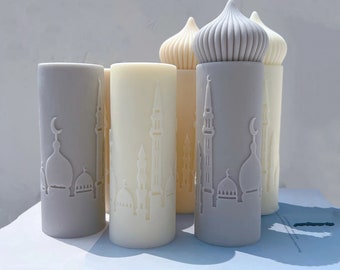 Islamic Mosque Pillar Candle Silicone Mold, Silhouette Candle Ramadan Pillar Candle Mould Muslim Wax Home Decor Islamic Gift