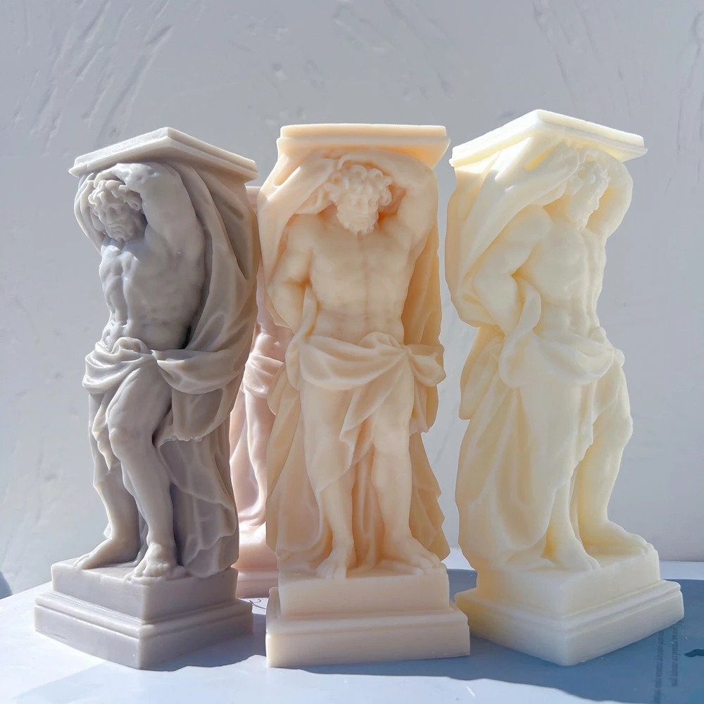 Einzigartige Atlant Skulptur Statue Silikonform, griechische Mythologie Wohnkultur Sojawachs Kerzenform