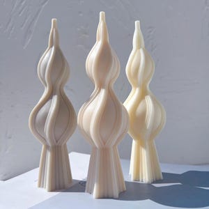 Tall Swirl Candle Silicone Molds, Irregular Geometric Sculptured Mould, Twirl Pillar Wax Candles Mold