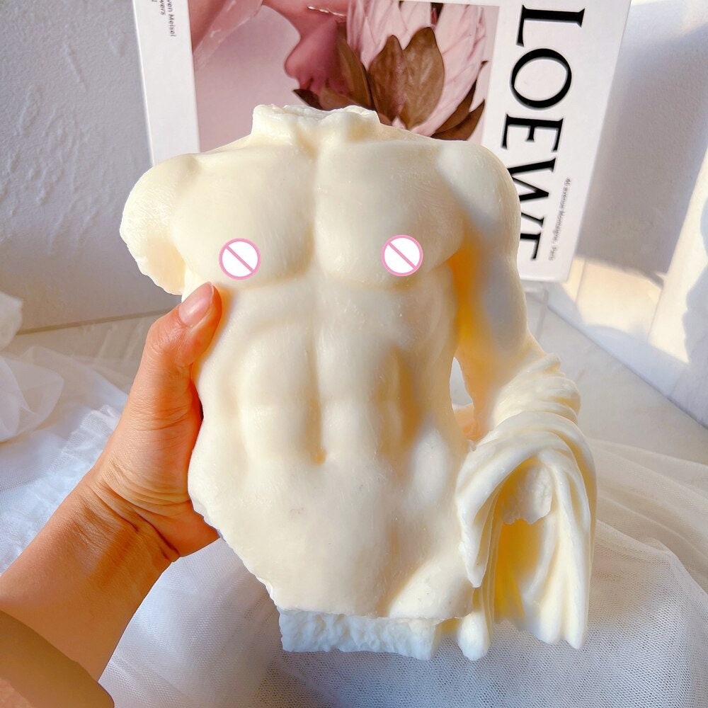 Male Torso Candle Mold: 19cm Abdominal Muscle Man Statue Silicone Mould