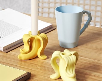 Banana Shape Candle Holder Silicone Mold DIY Handmade Concrete Candlestick by MsDIYSupplies