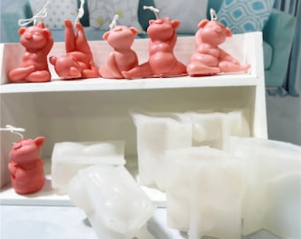 Yoga Pig Candle Silicone Mold: Resin, Plaster, Soap Making