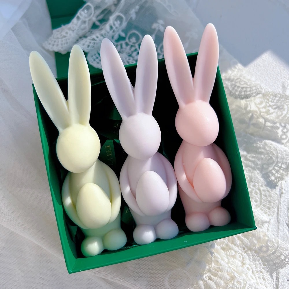Long Eared Rabbit Silicone Candle Mold: Easter Bunny Wax Mould