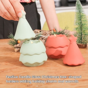 Starlit Christmas Tree Jesmonite Candle Jar Silicone Mold for Lid molds Concrete Candle Vessel Mould Home Decor