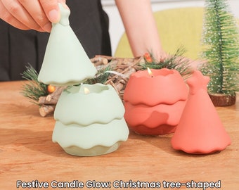 Starlit Christmas Tree Jesmonite Candle Jar Silicone Mold for Lid molds Concrete Candle Vessel Mould Home Decor