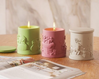 Candela natalizia in barattolo con stampo in silicone con coperchio