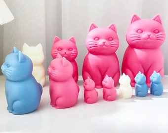 Sitting Cat Candle Soap Silicone Mold 3D Aromatherapy Kitten Ice Grid Cake Baking Mould