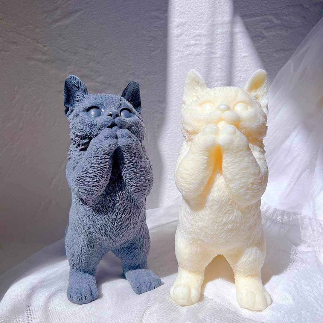 Standing Cat Candle Silicone Mold, Hard Wax Candles Mold, Cement Mold