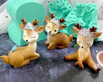 Sika Deer Epoxy Silicone Mold, 3D Deer Aroma Gypsum Plaster Silicone Mould, Candle Molds, Chocolate Mold, Resin Mold Casting