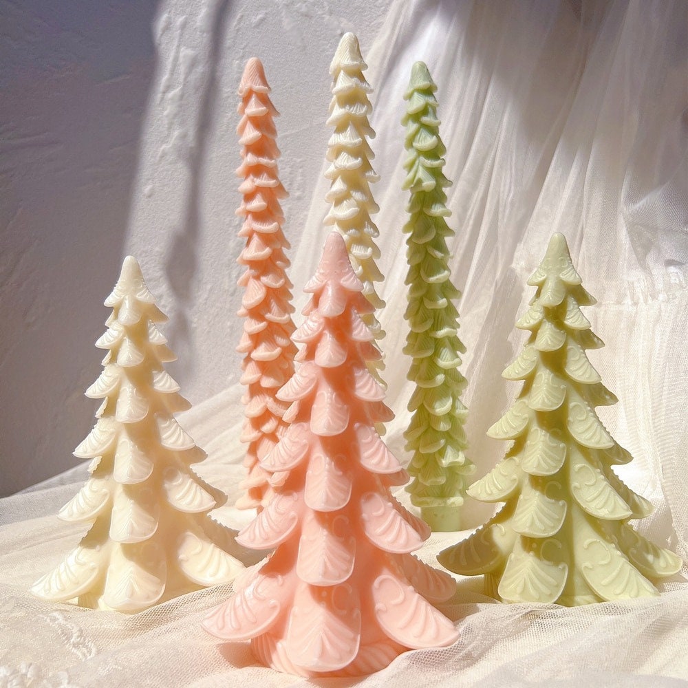 Pillar Christmas Tree Candle Molds, Taper Silicone Mold, Dinner Wax Silicone Candle Mould Christmas Home Decor