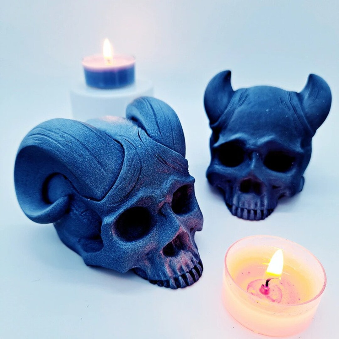 3D Skull Horn Silicone Mold Soap Moldcandle Moldcandle Etsy