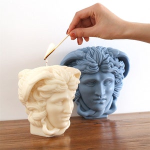 Unique 2D & 3D Medusa Silicone Candle Mold, Mythological Snake Hair Sculpture Candle Making Mould