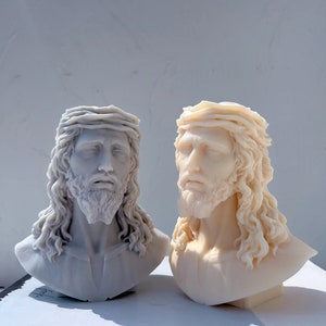 Jesus Statue Silicone Mold Unique Bust Sculpture Soy Wax Candle Mould Greek Mythology Home Decor image 6