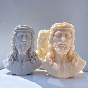 Jesus Statue Silicone Mold Unique Bust Sculpture Soy Wax Candle Mould Greek Mythology Home Decor image 7