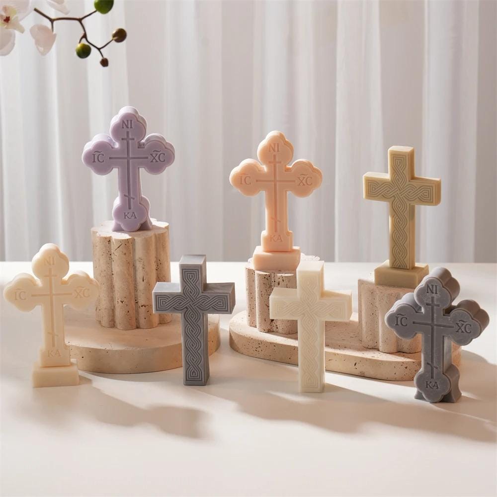 Standing Cross Candle Silicone Mold Cross Soy Wax Mould Home