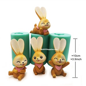 3D Rabbit Silicone Mold - Cake Decoration, Fondant, Candle Mould, Plaster, Cement, Polymer Clay, Resin, Soap, Chocolate Mold Casting