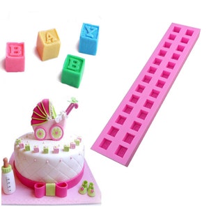 3D Baby Building Block Alphabet Fondant Cake Molds Chocolate Mold for the Kitchen Baking Sugarcraft Decoration Tool Ice Cube Clay Arts