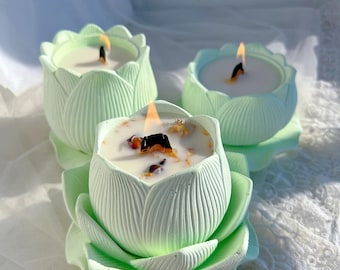 Lotus Tea Light Holder Silicone Mold: Gypsum Cement Candlestick Jar