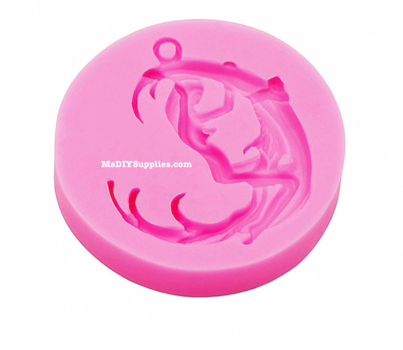 May include: A pink silicone mold with a detailed crab design. The mold is circular with a loop at the top for hanging. The crab's claws and body are clearly defined. The text "MsDIYSUPPLIES.com" is printed on the mold.