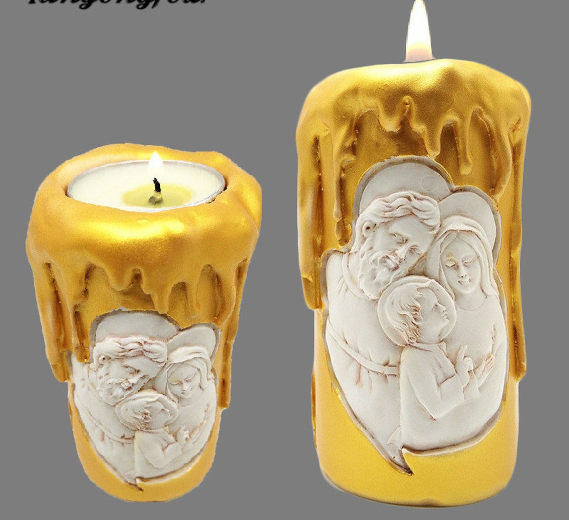 3D Catholic Holy Family Three Candlestick Silicone Mold Etsy