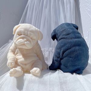 LARGE Sitting Sleeping Pug Dog Puppy Candle Mold Animal Puppies Soy Wax Silicone Mould Casting