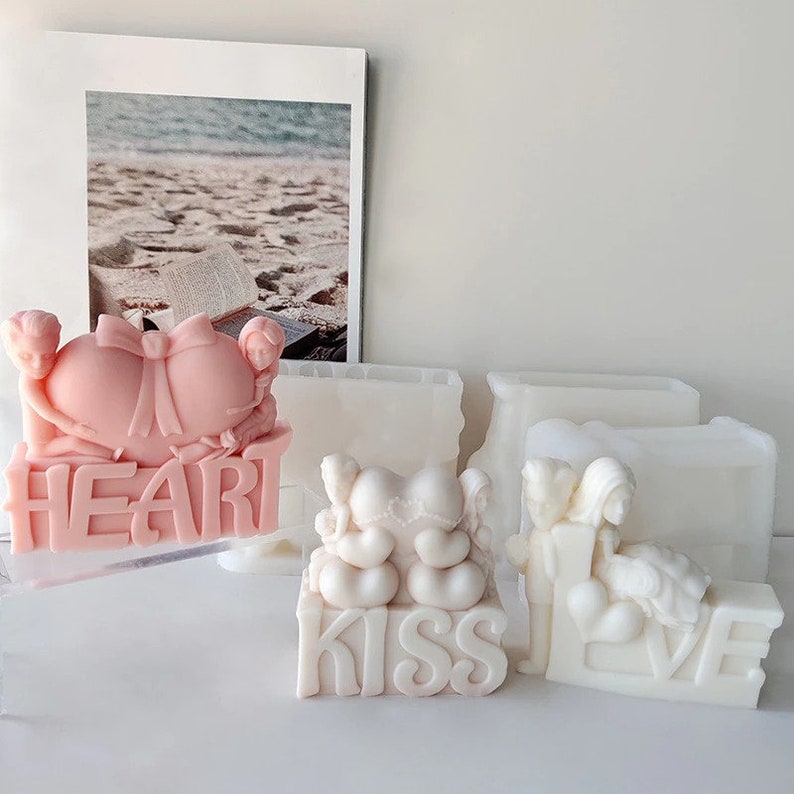 Heart Kiss Mold DIY Valentine's Day Scented Candles Gypsum Etsy