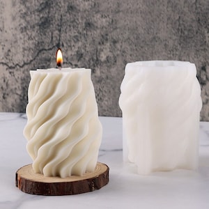 Geometric Pillar Swirl Candle Silicone Molds Casting