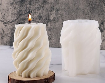 Geometric Pillar Swirl Candle Silicone Molds Casting