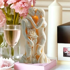 Lovers Embrace Candles Silicone Mold, Flowers Roses Couple Mold, Concrete Resin Mould, Men Women Embrace Gypsum Molds, Wedding Decor Mold